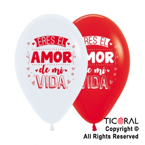 GLOBO S R12 INF FASHION leyenda ERES EL AMOR DE MI VIDA TINTA BLANCA x 50
